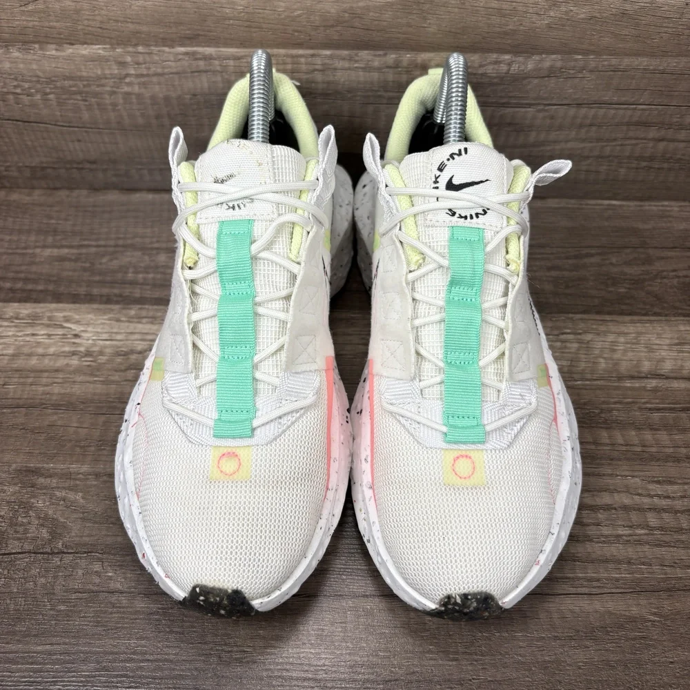 Nike Crater Impact White Pink Green Womens US Size 8.5 CW2386-101 Running Shoes